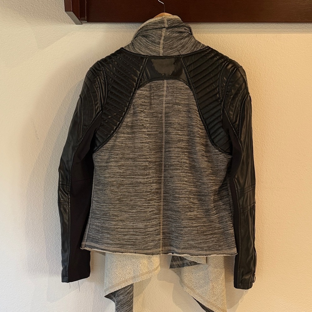 Blank NYC Faux Leather Moto Drape French Terry Wrap Jacket, Size M, FLAWED - Picture 7 of 14
